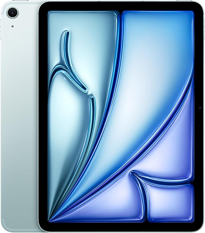 Apple M3 çipli 11 inç iPad Air: Liquid Retina Ekran, 512 GB, 12 MP Ön/Arka Kamera, Wi-Fi 6E + hücresel bağlantı, Touch ID, Tüm Gün Süren Pil Ömrü — Mavi