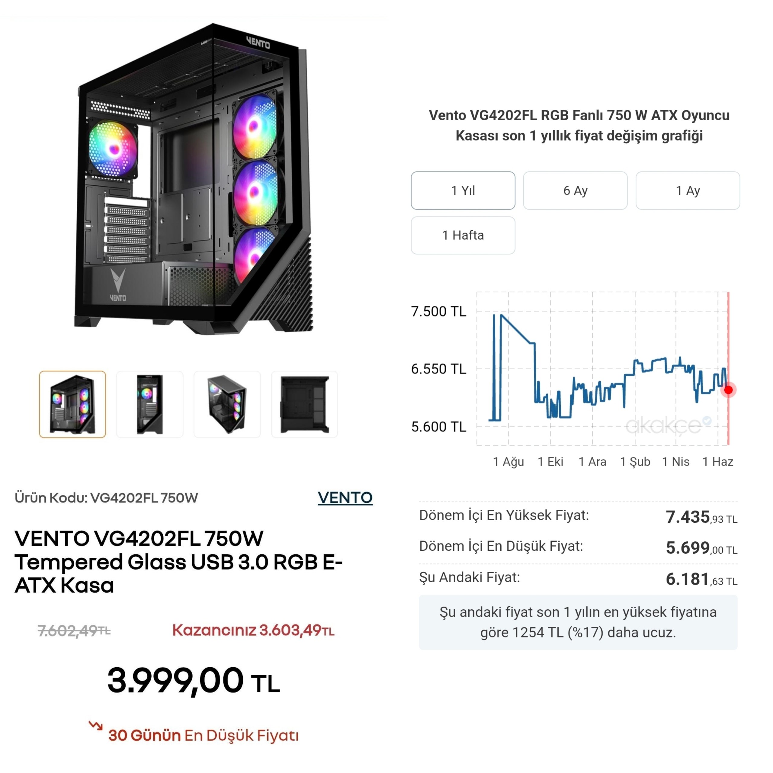 İçerisinde ATX 3.0 destekli ve C seviyesi Hydro K Pro 750W güç kaynağıyla birlikte geliyor. Ederi değil fakat sadece güç kaynağı 4000 TL civarında satılıyor. Şu ana kadarki en düşük fiyat. İhtiyacı olanlar değerlendirebilir.