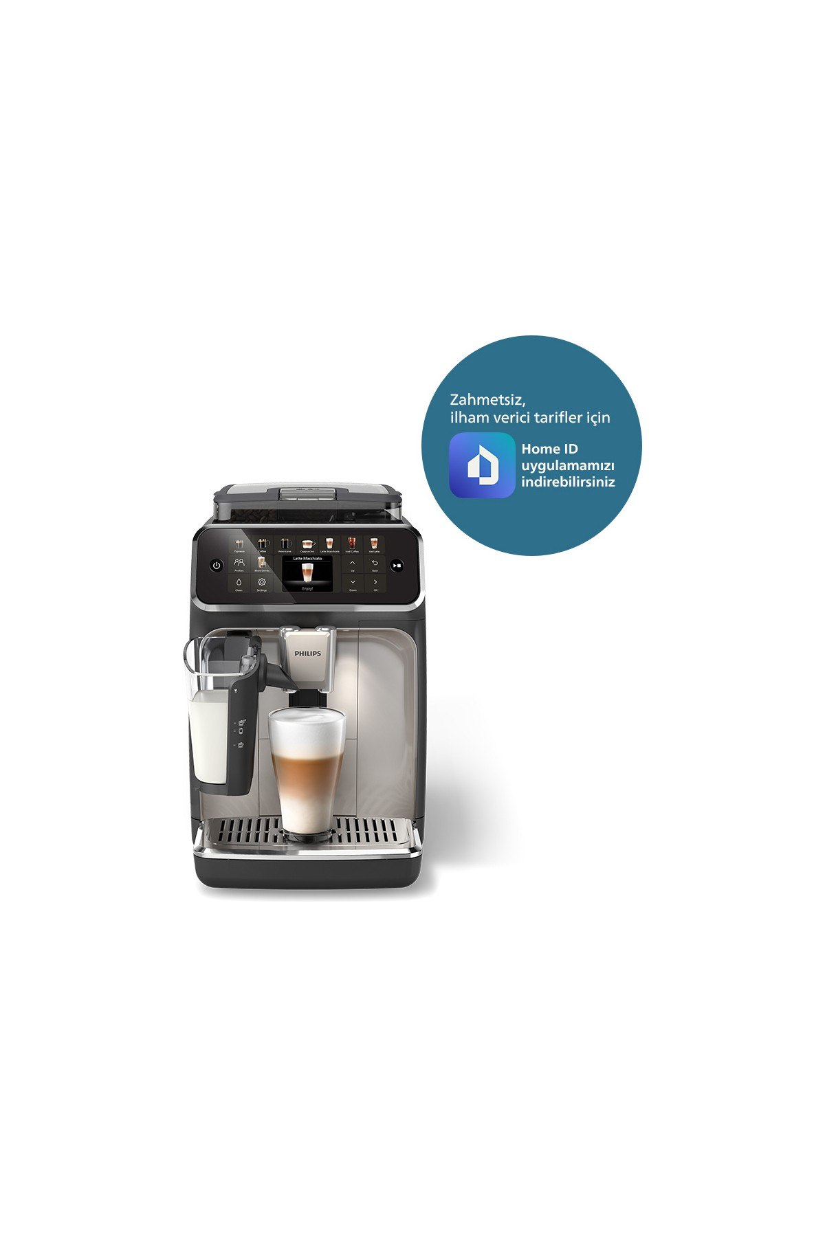 Philips 5500 Serisi LatteGo Tam Otomatik Espresso Makinesi 20 Sıcak ve Soğuk İçecek, SilentBrew, Dokunmatik Ekran, EP5547/90