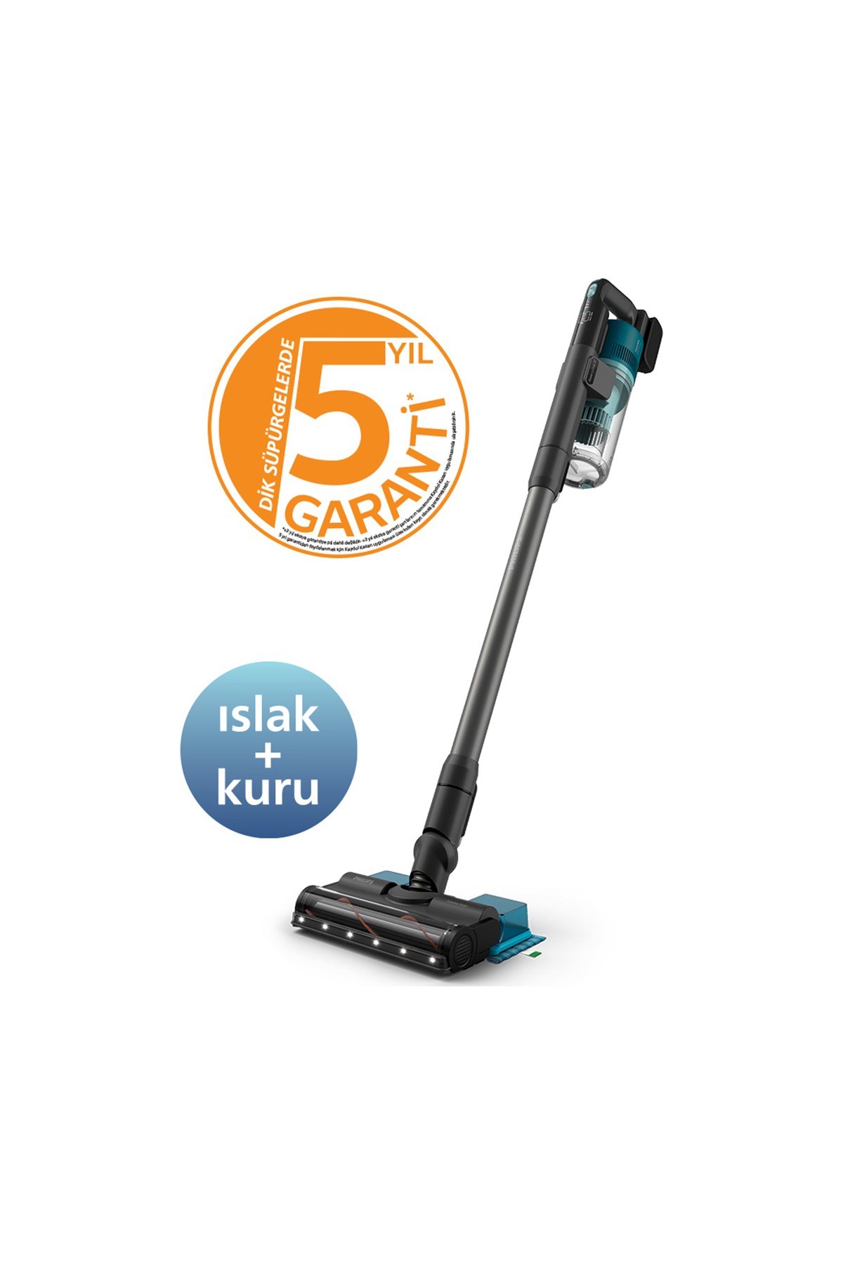 Philips 6000 Serisi Kablosuz Dikey Süpürge, PowerCyclone 11, Aqua Modül ile Kolay Mop, TriActive LED Başlık, 64 Dakika Kullanım, XC6553/01