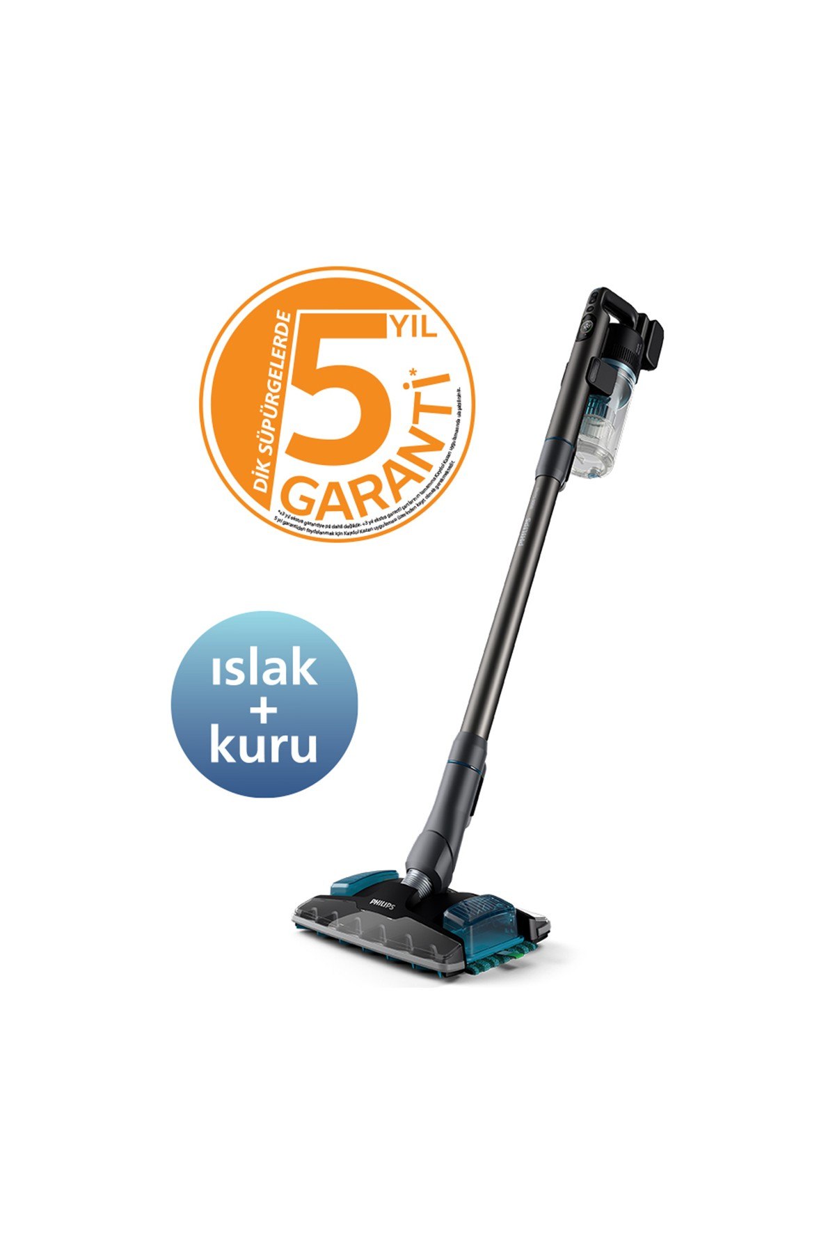 Philips 8000 Serisi Aqua Plus Kablosuz Dik Süpürge, 25,2 V, 80 dk'ya kadar Çalışma Süresi, PrecisionPower Başlık, Aqua Plus Başlık, XC8053/01