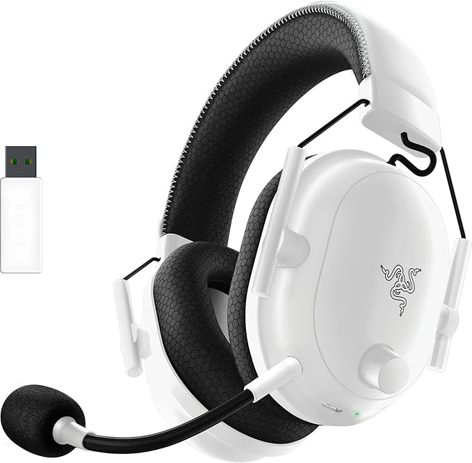 Razer BlackShark V2 Pro (2023) - PC Premium Kablosuz E-Spor Kulaklığı (HyperClear Süper Geniş Bant Mikrofon, TriForce Titanyum 50mm Sürücü, HyperSpeed ​​Kablosuz, 70 Saat Pil) Beyaz