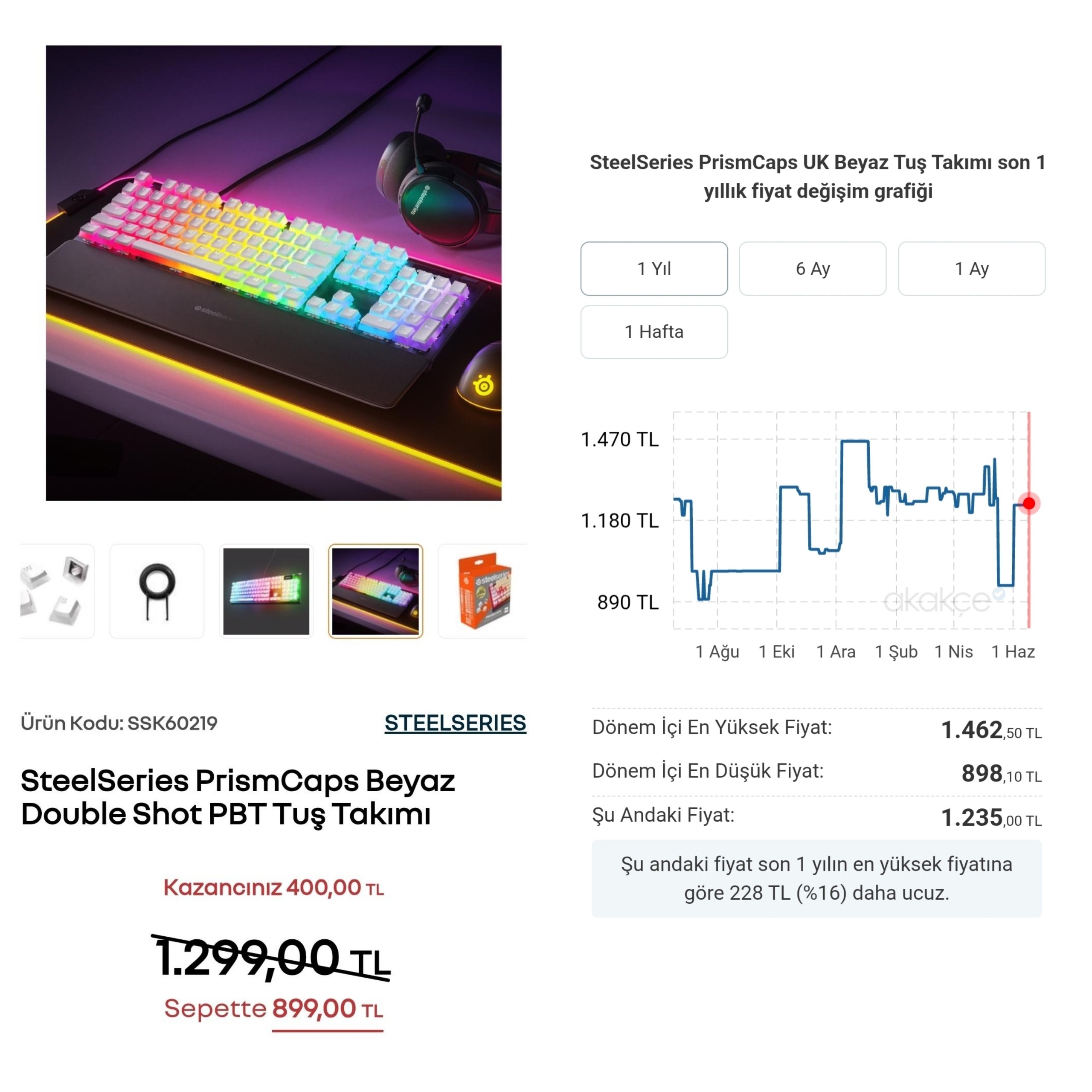 Tansiyon düşmesin, klavye değil keycaps. UK tuş dizilimine sahip ve double shot PBT olarak geliyor. Son 1 yılın en düşük fiyatıyla satılıyor. İndirim hem siyah hem de beyaz model için geçerli.