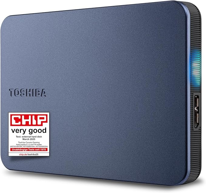 Toshiba Canvio Gaming 1TB taşınabilir harici sabit disk, USB 3.2, Play Station ve Xbox için, siyah (HDTX210EK3AA)